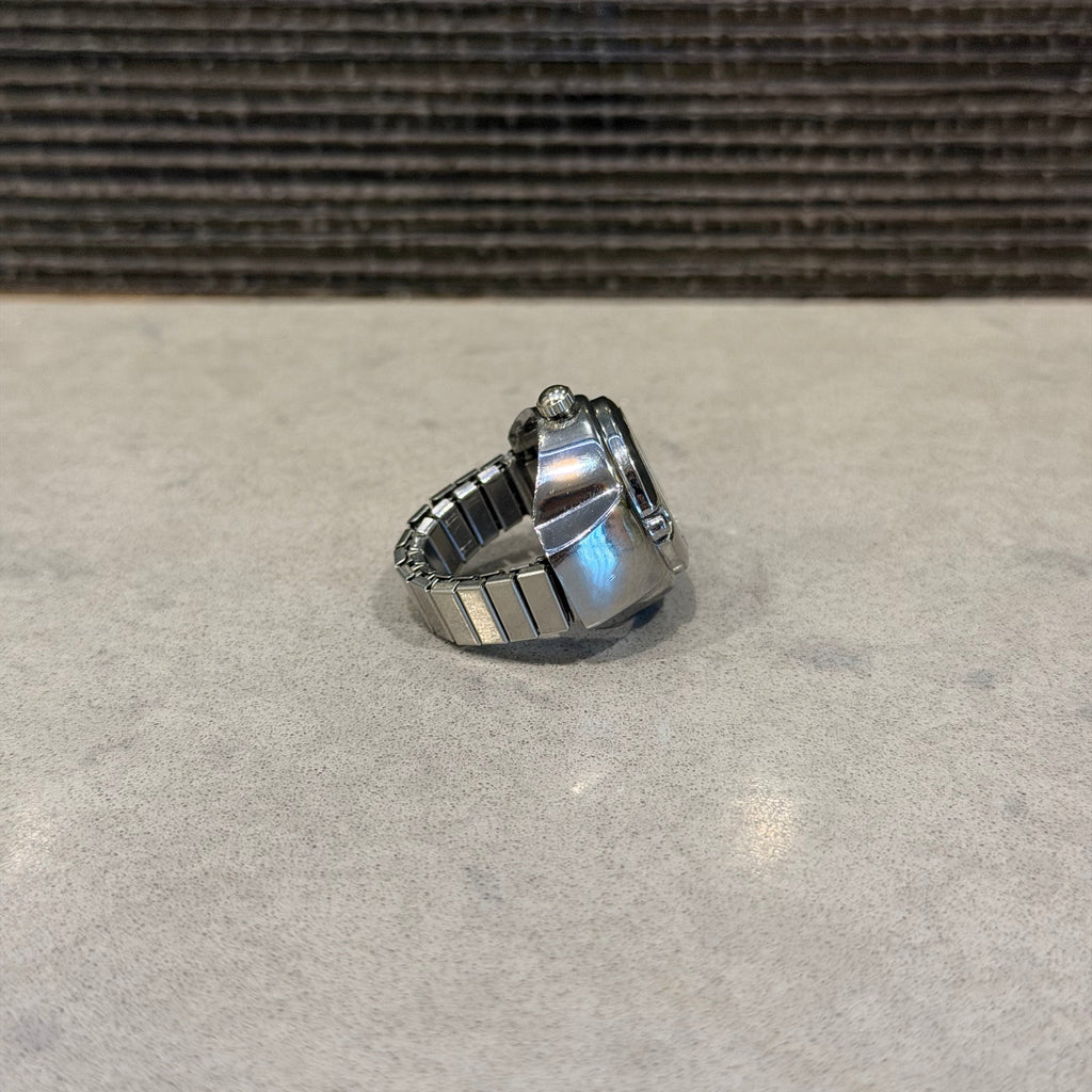 Silver Watch Ring (Black)