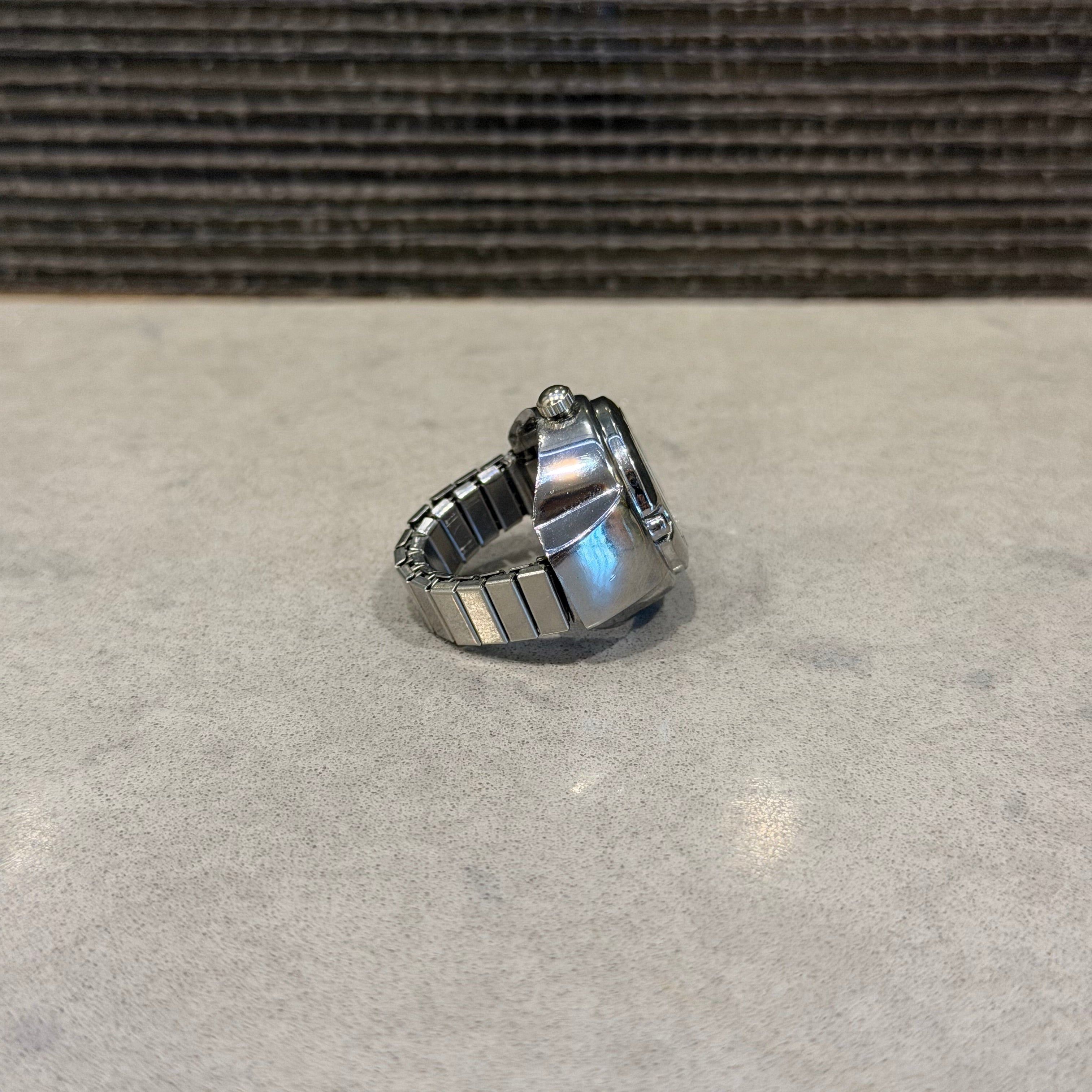 Silver Watch Ring (Black)