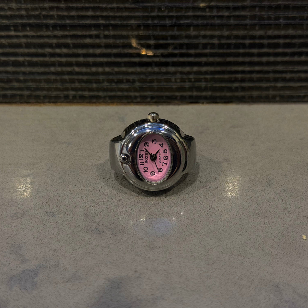 Silver Watch Ring (Pink)