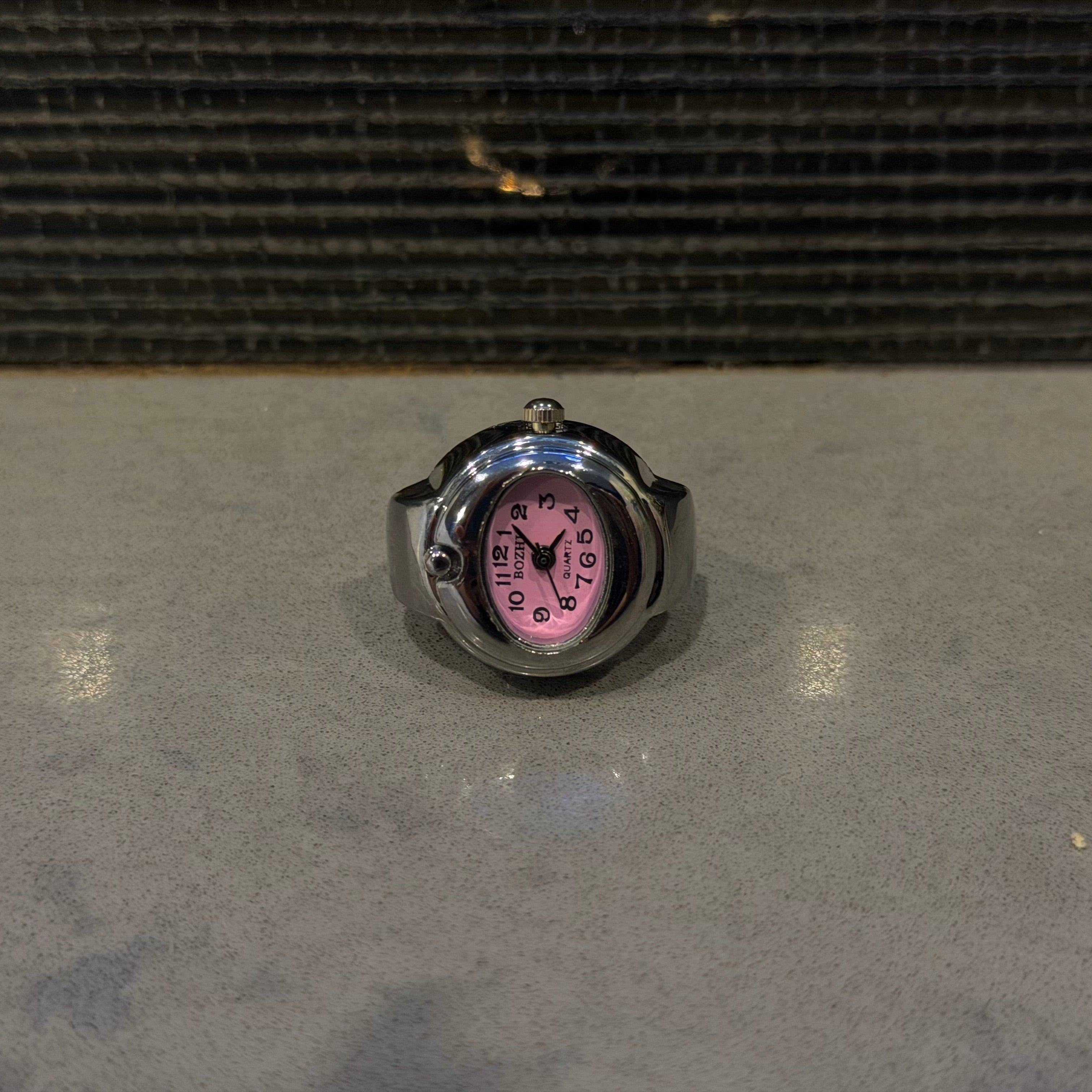 Silver Watch Ring (Pink)