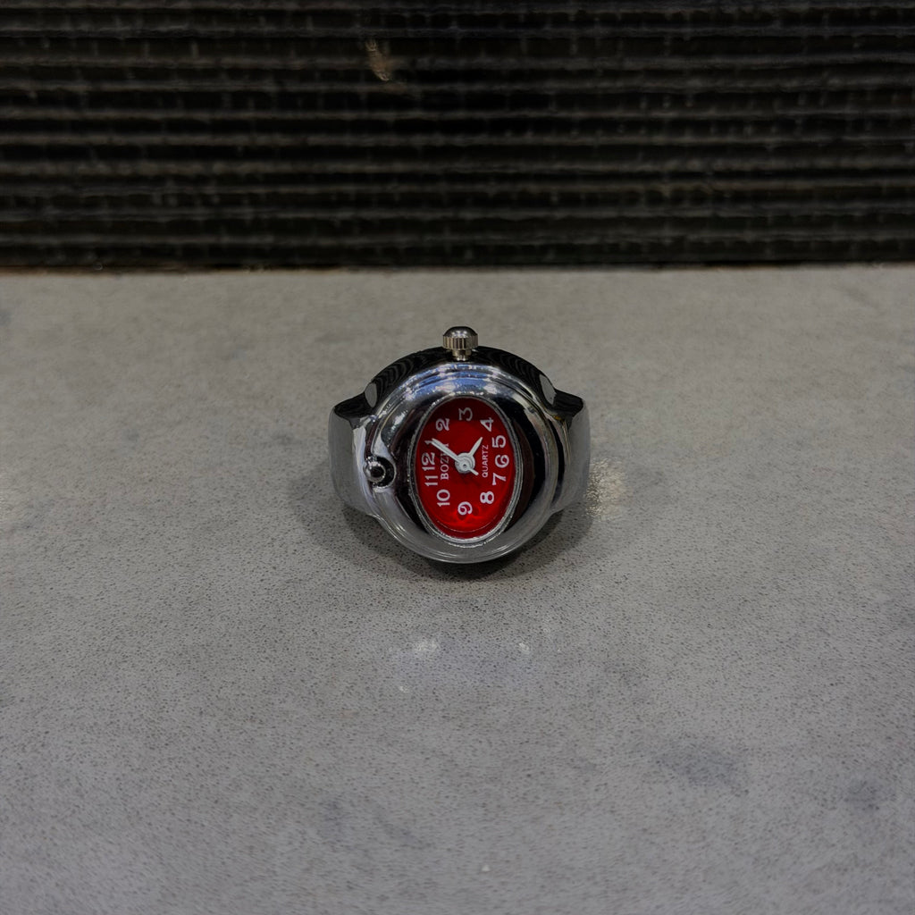 Silver Watch Ring (Red)