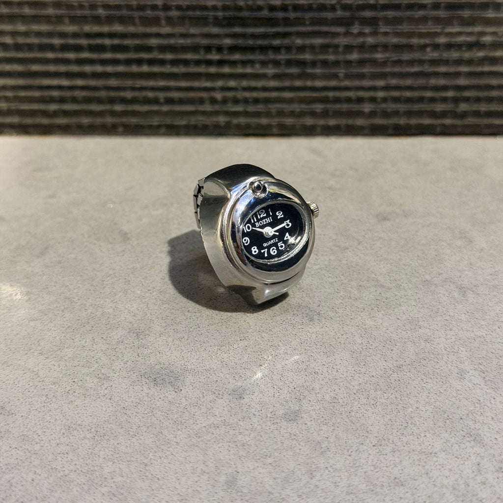 Silver Watch Ring (Black)