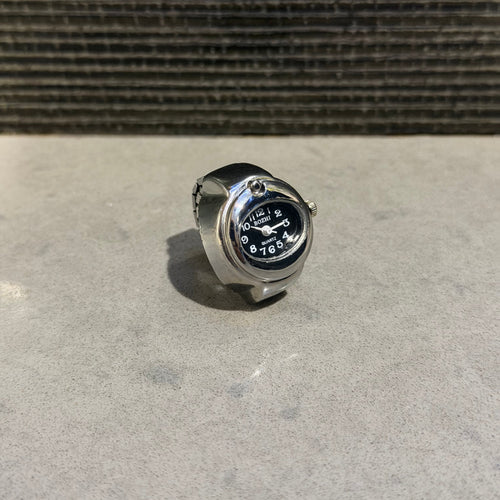 Silver Watch Ring (Black)
