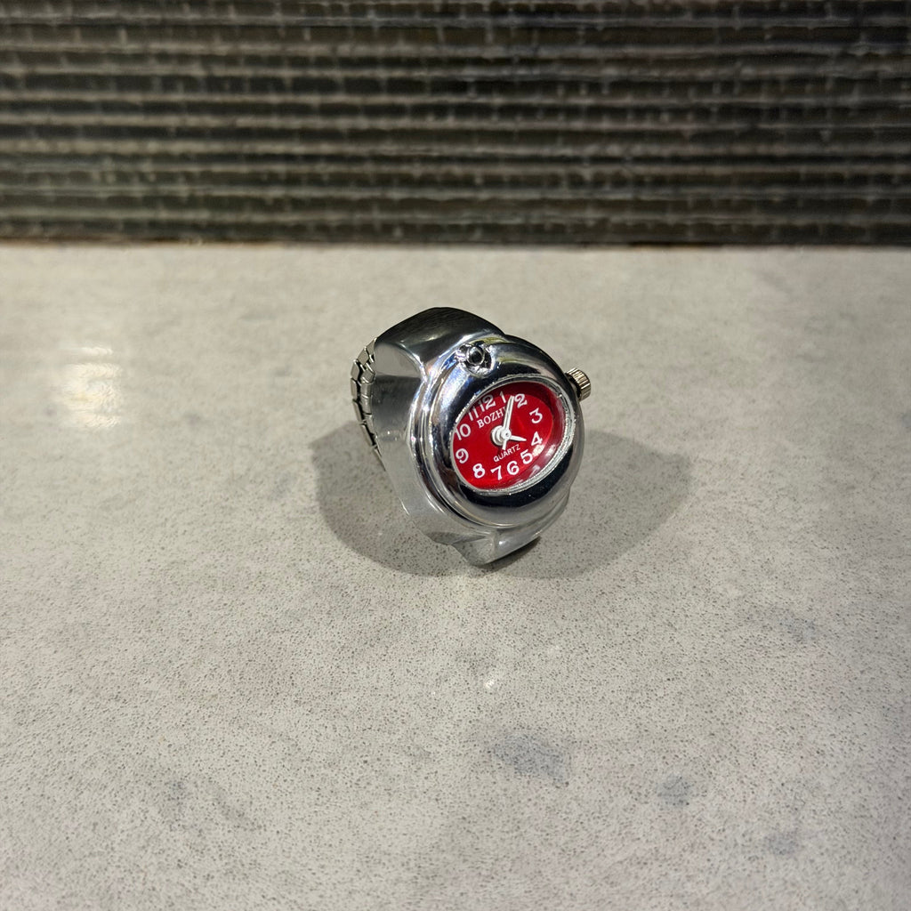 Silver Watch Ring (Red)