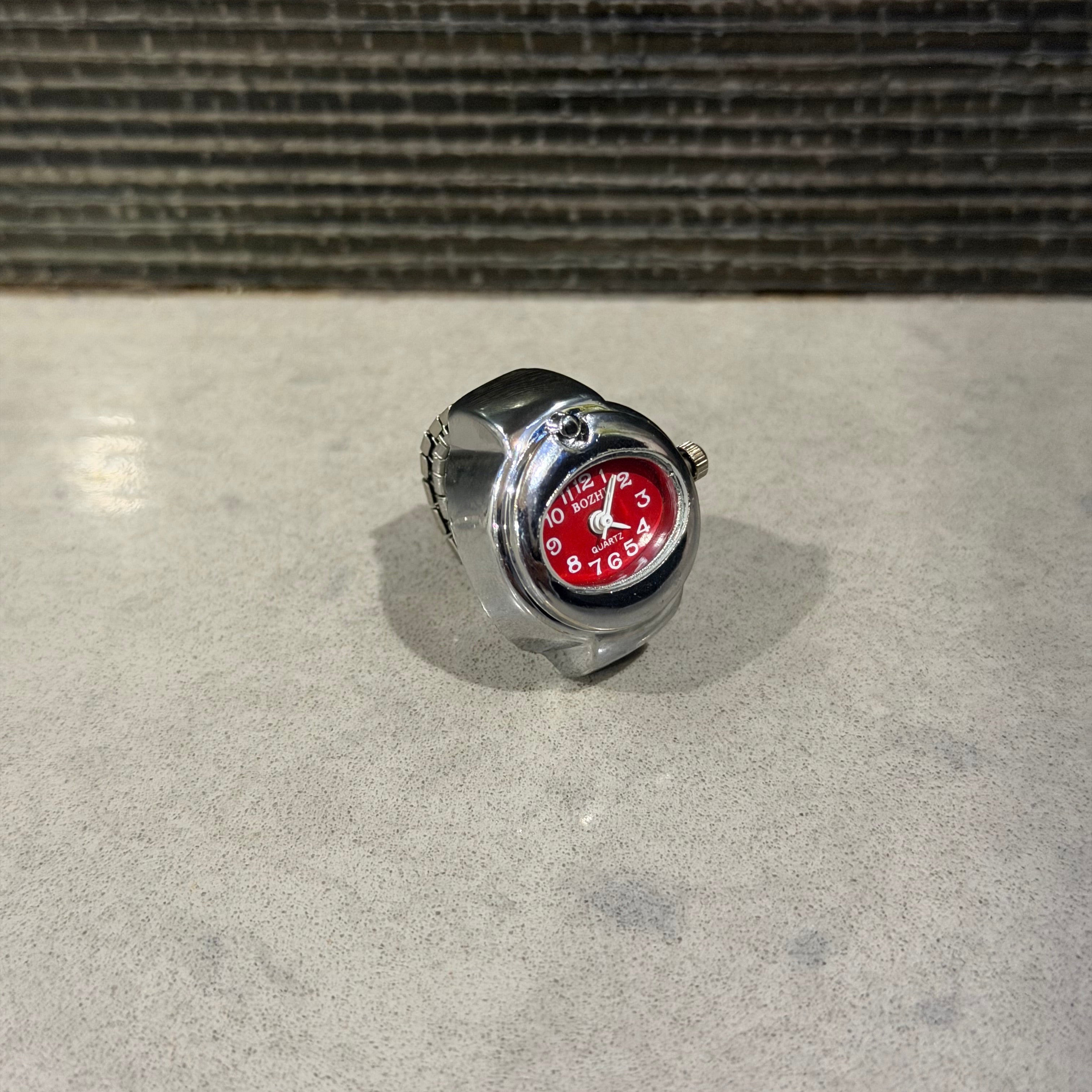 Silver Watch Ring (Red)